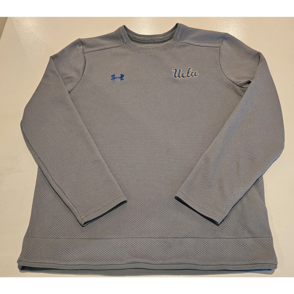 UCLA Under Armour Gray Waffle Men's Sz Lg Long Sleeve Crew Top Cold Gear